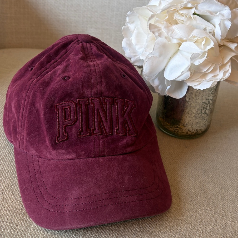 Victorias Secret Pink Maroon Velvet Baseball Cap
